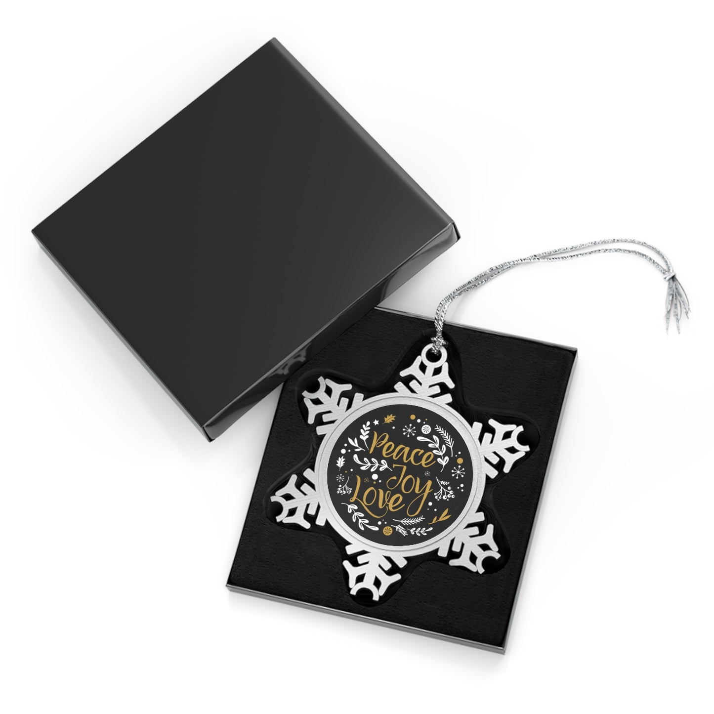 Peace, joy, love Snowflake Ornament