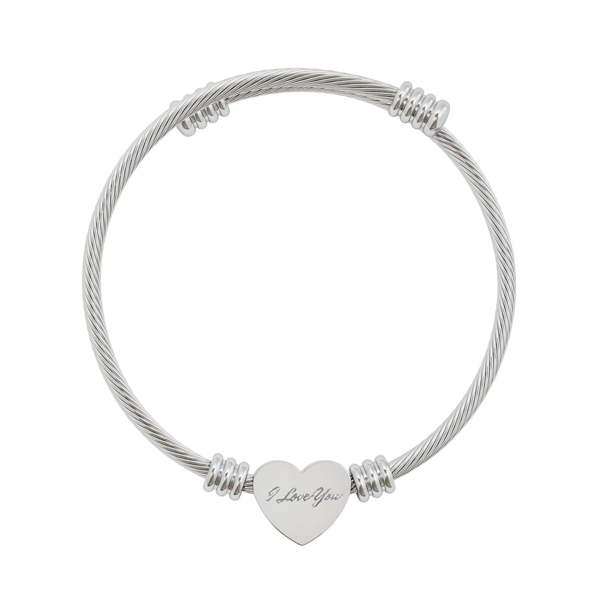 Engravable Heart Cable Cuff Bracelet — Personalized Heart Cuff