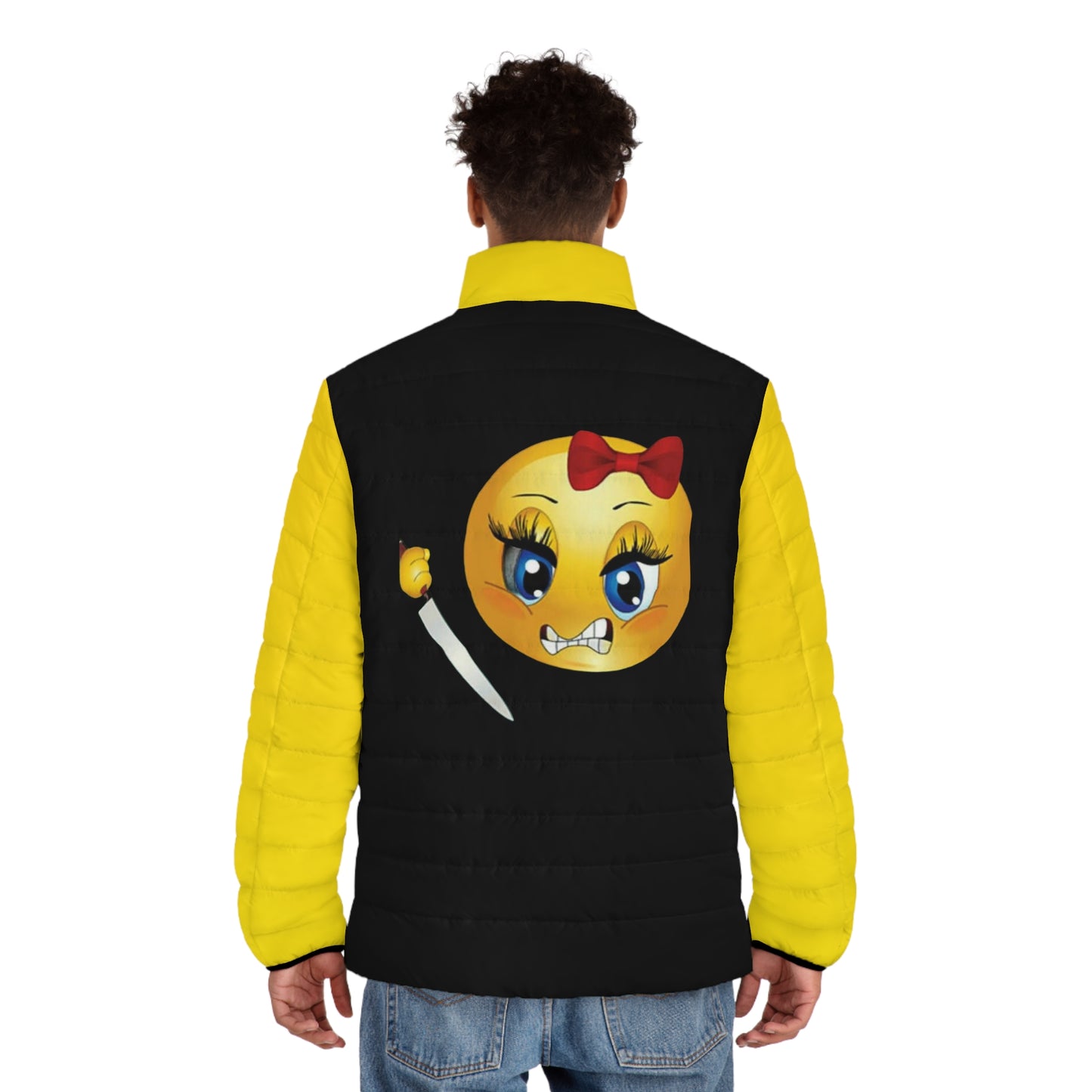 Men's Black & Yellow Puffer Jacket