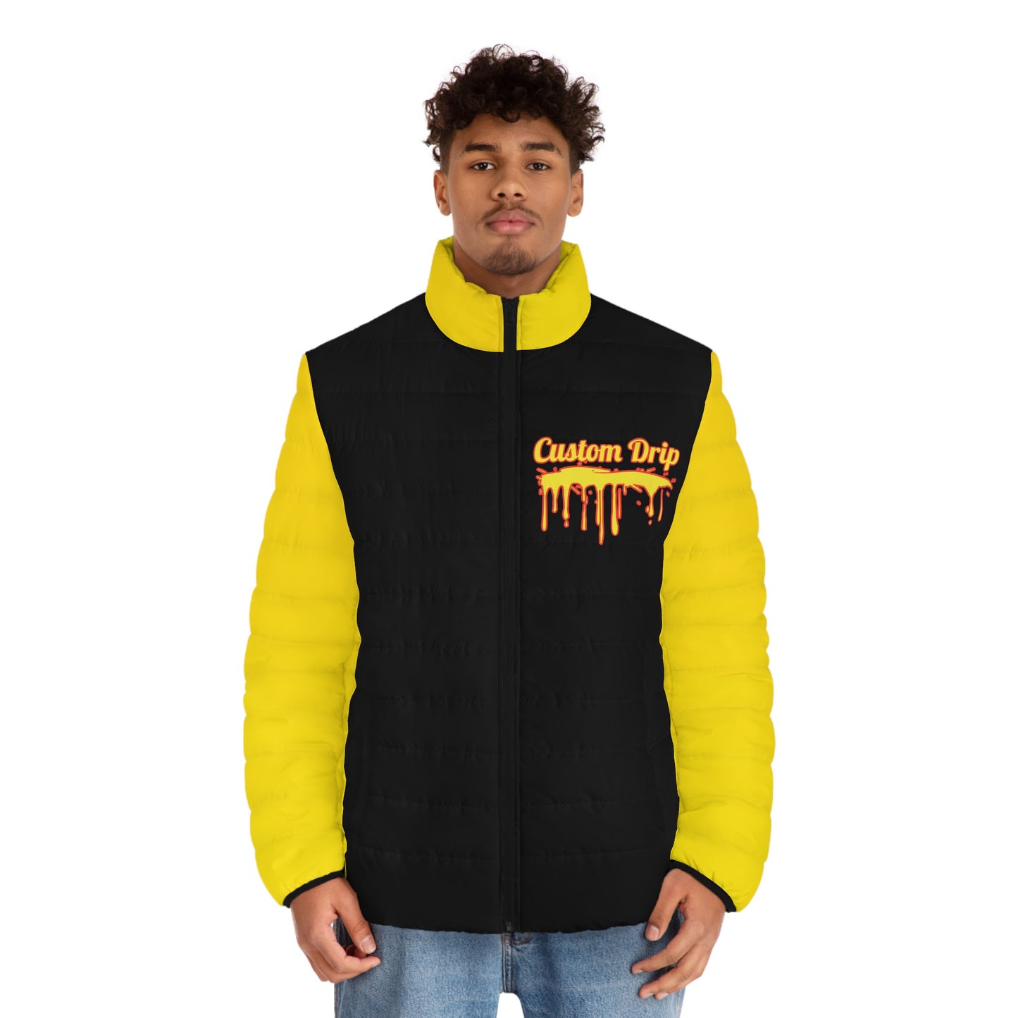Men's Black & Yellow Puffer Jacket