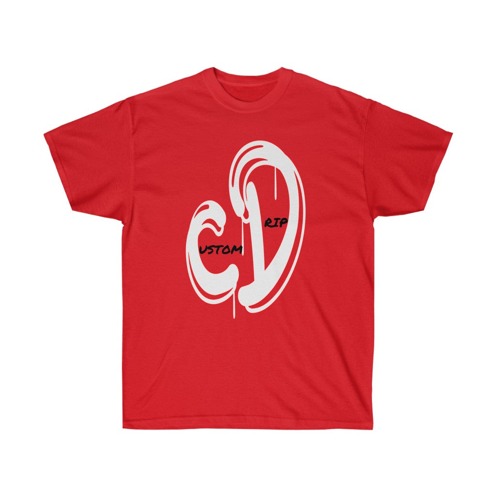 WHITE & RED CUSTOM DRIP LOGO Unisex Ultra Cotton Tee - CustomDripStore