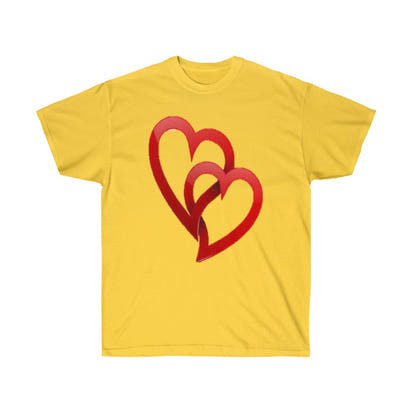 Interlocking Hearts Unisex Tee, Valentine's Day Tee, Custom Tee, Heart Tee, Personalized Tee - CustomDripStore