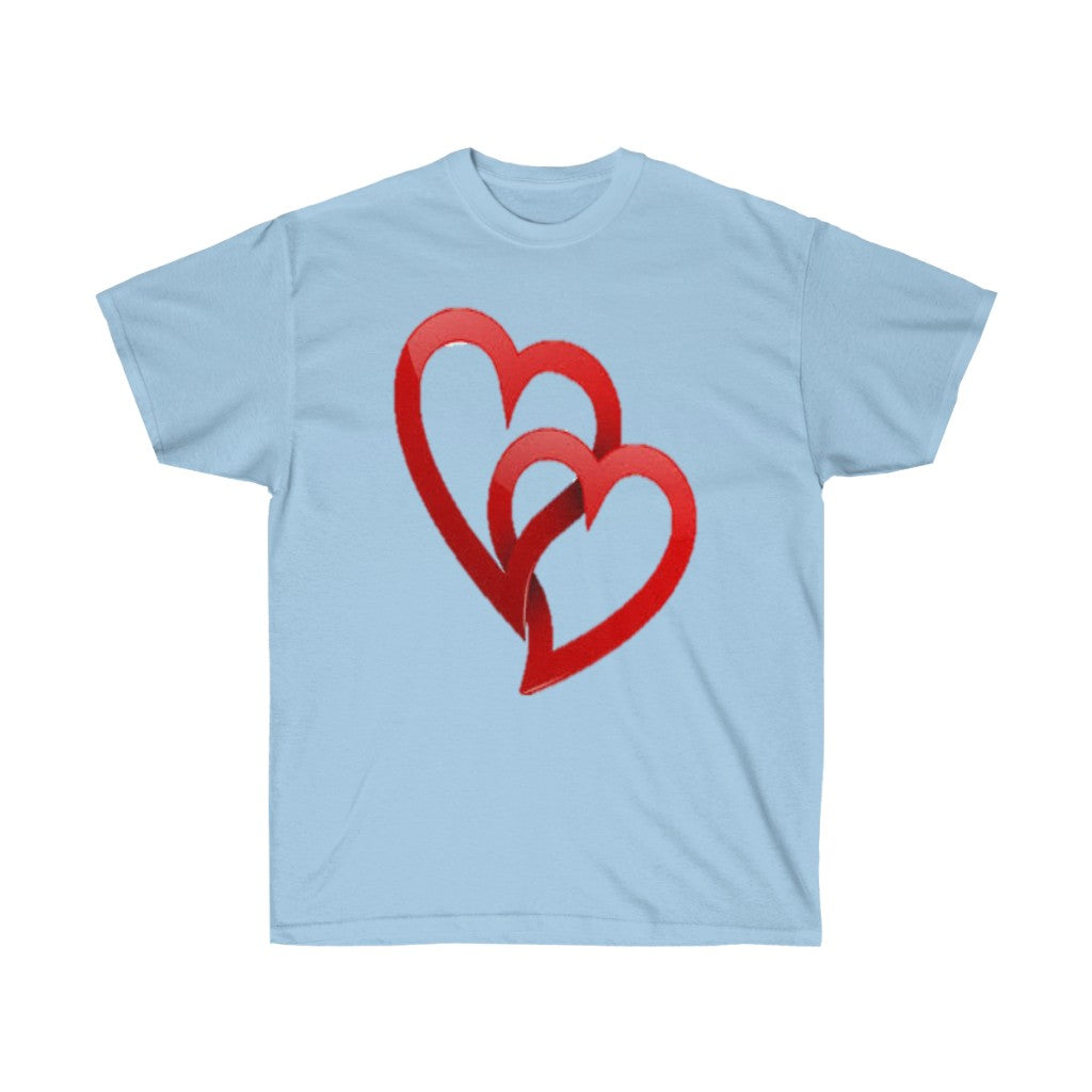 Interlocking Hearts Unisex Tee, Valentine's Day Tee, Custom Tee, Heart Tee, Personalized Tee - CustomDripStore