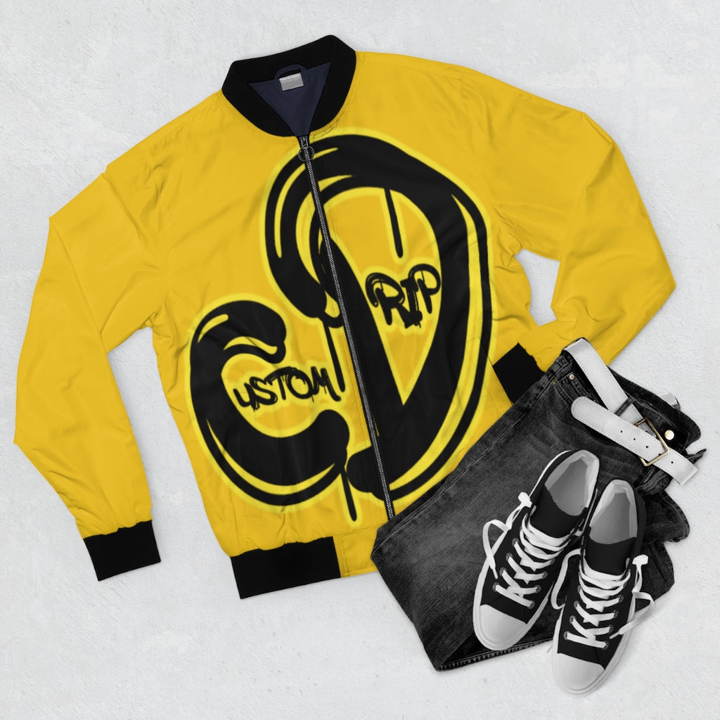 Yellow & Black Custom Drip's Men's Bomber Jacket - CustomDripStore