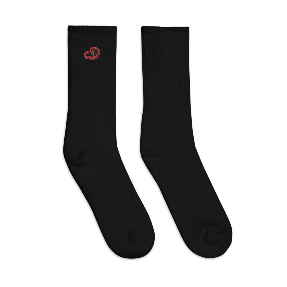 Custom Drips Red Logo Embroidered socks - CustomDripStore