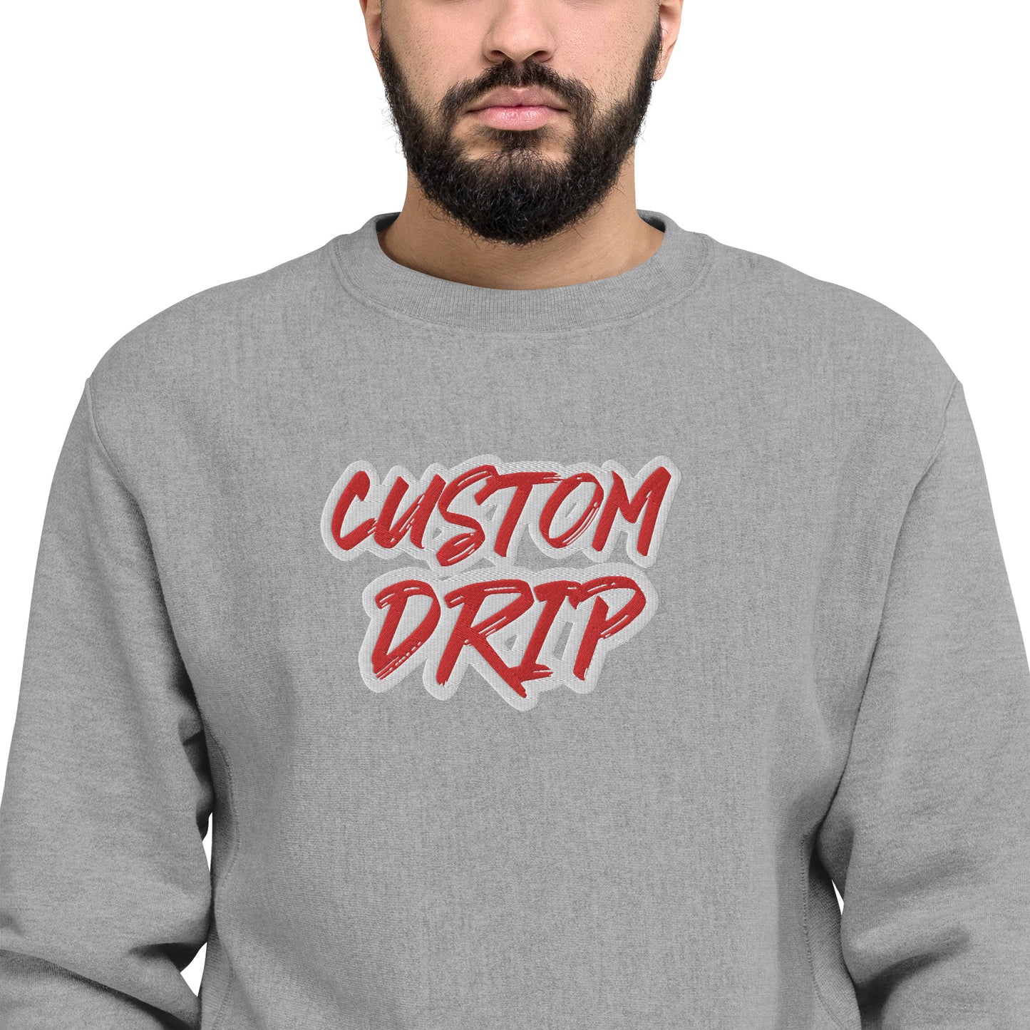 Custom Drip's White & Red Champion Sweatshirt - CustomDripStore
