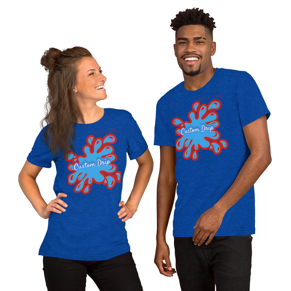 Custom Drips Red&Blue Splash Short-Sleeve Unisex T-Shirt - CustomDripStore