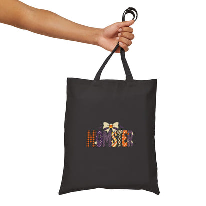 Monster Pattern Tote Bag — Cute Halloween Cotton Canvas Tote