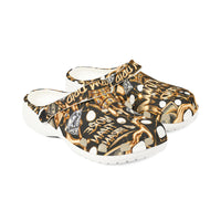 Gold Graffiti EVA Foam Clogs – Urban Streetwear Slip-On Shoes
