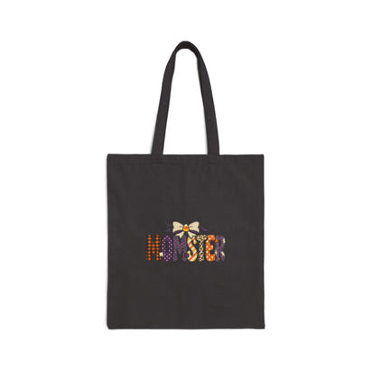 Monster Pattern Tote Bag — Cute Halloween Cotton Canvas Tote