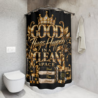 "Good Things Happen in a Clean Space" Gold Crown Bathroom Decor