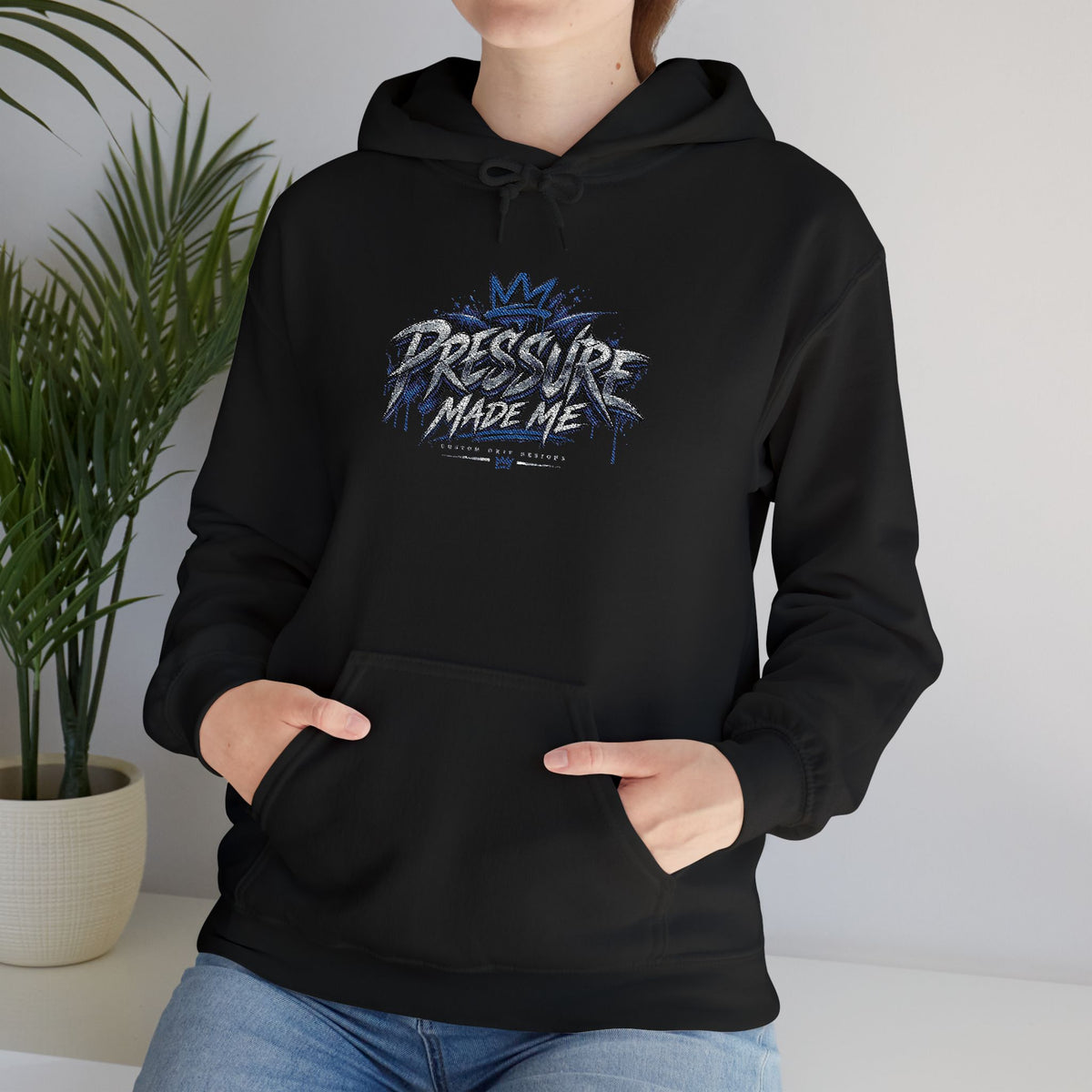 Pressure Made Me' Distressed Graphic Embroidered Pullover