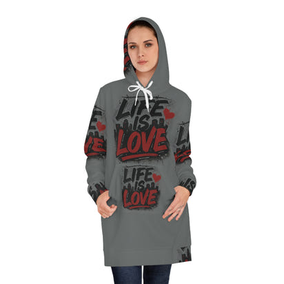 Life Is Love Women's Hoodie Dress — Cozy All-Over Print