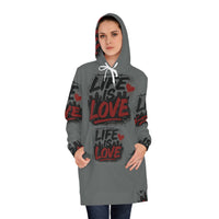 Life Is Love Women's Hoodie Dress — Cozy All-Over Print