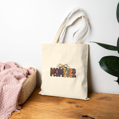 Monster Pattern Tote Bag — Cute Halloween Cotton Canvas Tote