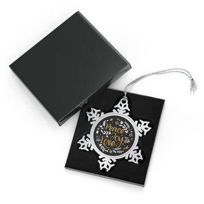 Peace, joy, love Snowflake Ornament