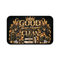 Good Things Happen in a Clean Space Bath Mat — Luxury Gold Bathroom Rug