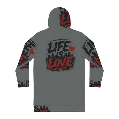 Life Is Love Women's Hoodie Dress — Cozy All-Over Print