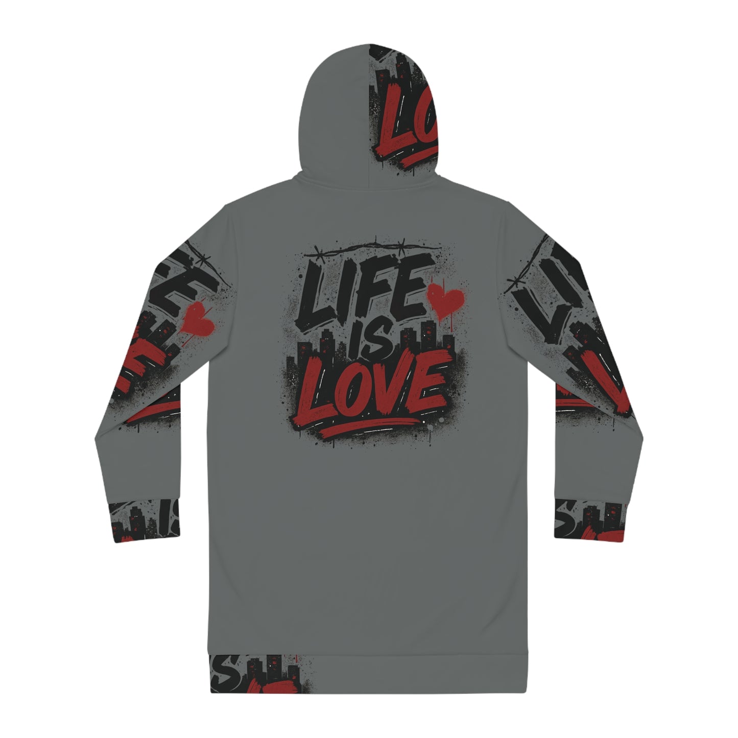 Life Is Love Women's Hoodie Dress — Cozy All-Over Print