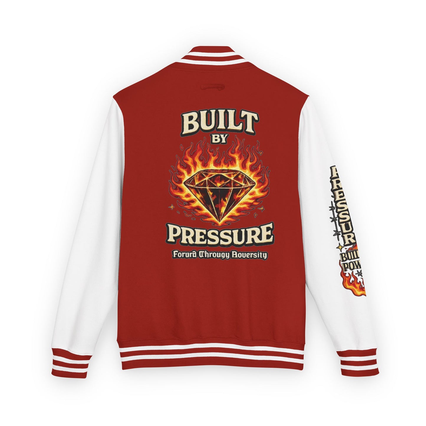 Built By Pressure Letterman Jacket — Flame Diamond Varsity Jacket