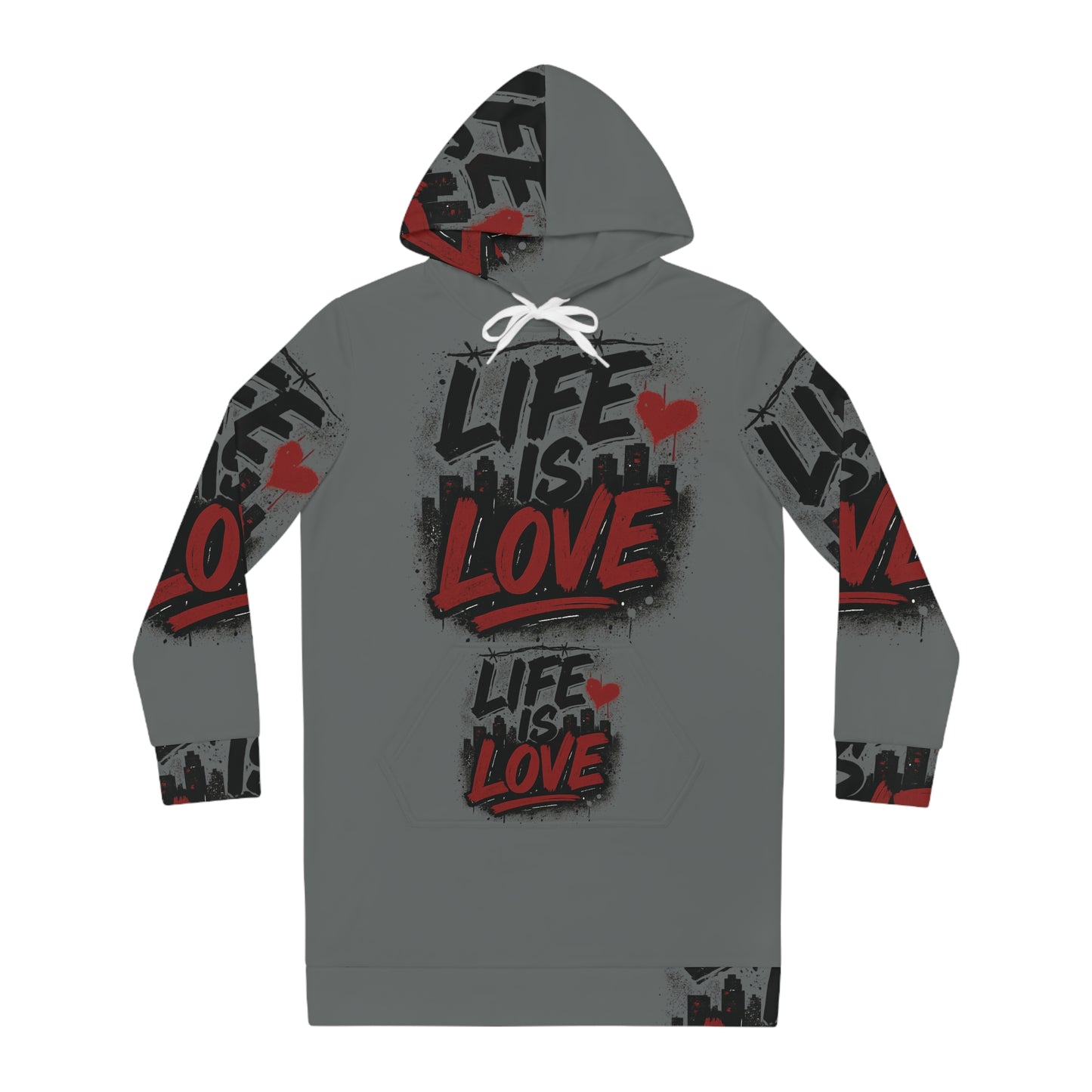 Life Is Love Women's Hoodie Dress — Cozy All-Over Print