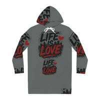 Life Is Love Women's Hoodie Dress — Cozy All-Over Print