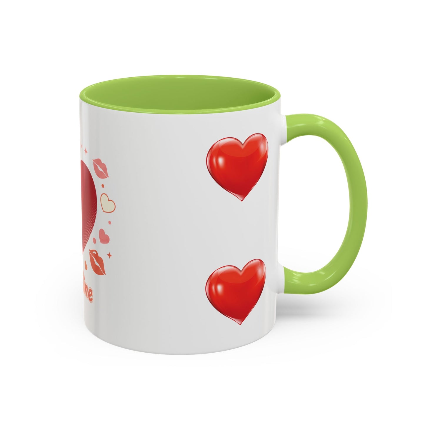 Valentine "Be Mine" Accent Coffee Mug — Heart & Kisses (11/15 oz)