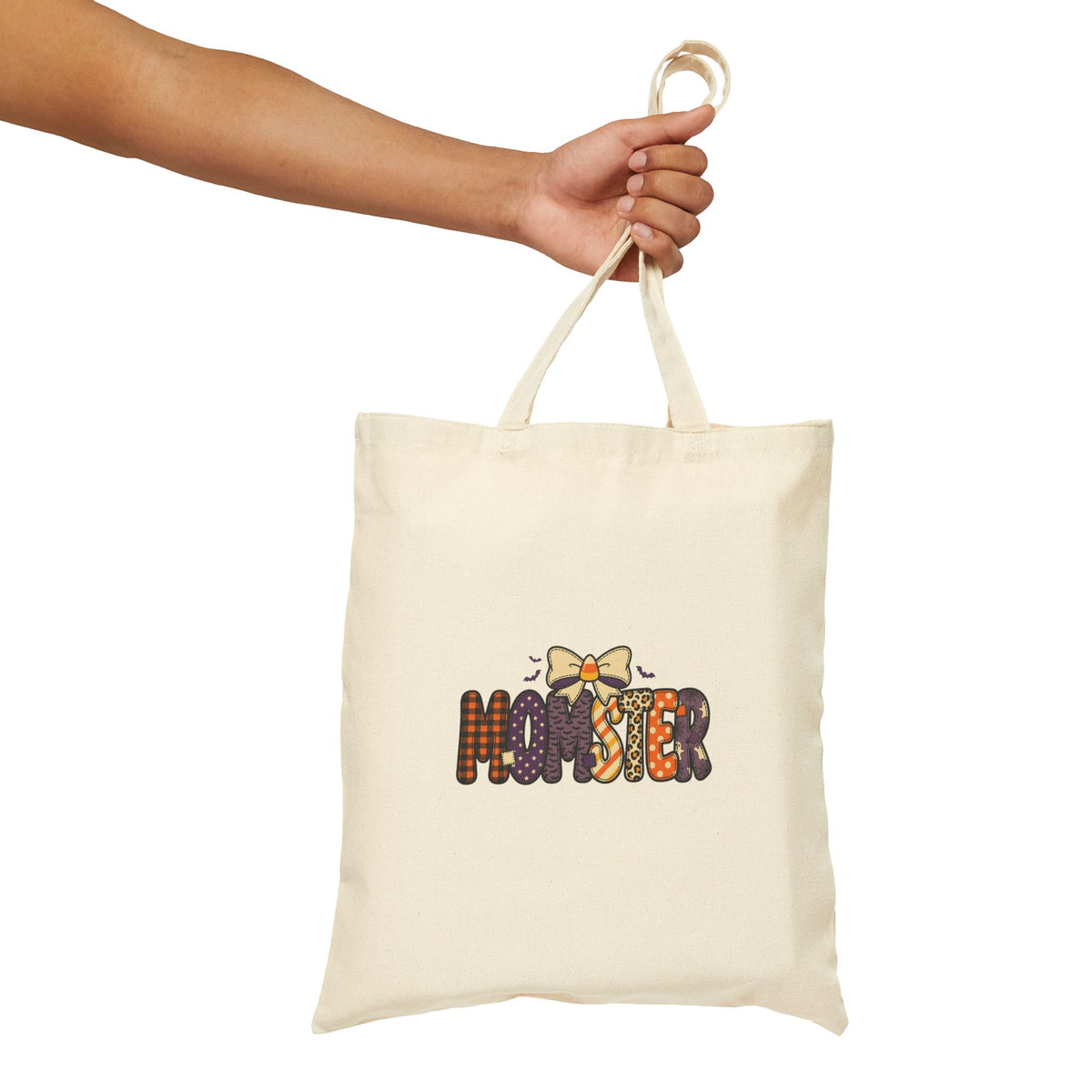 Monster Pattern Tote Bag — Cute Halloween Cotton Canvas Tote