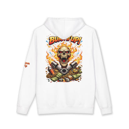Burn It Up Hoodie — Fiery Skull Motorcycle Graphic Sweatshirt