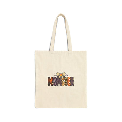Monster Pattern Tote Bag — Cute Halloween Cotton Canvas Tote