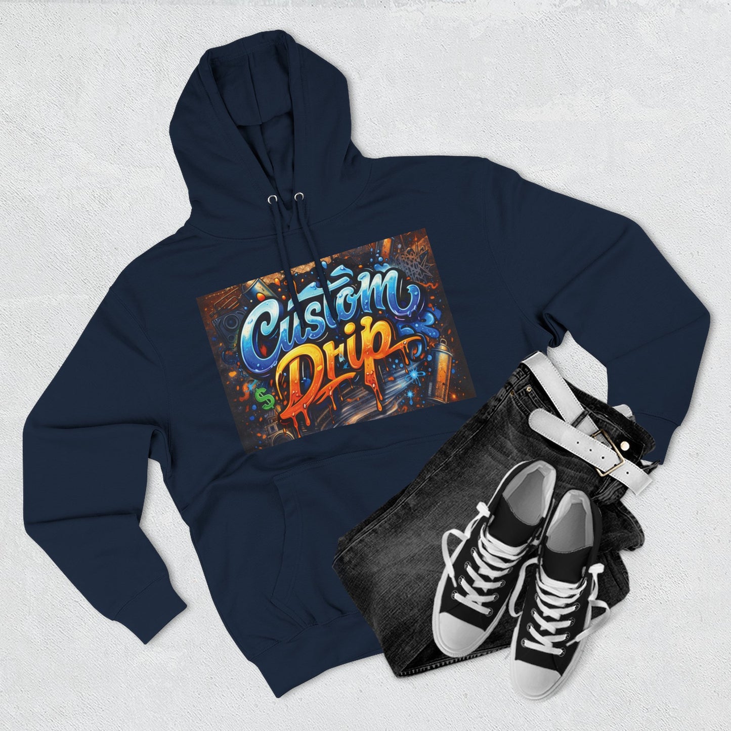 Custom Drip Urban Hoodie — Three-Panel Fleece Hoodie