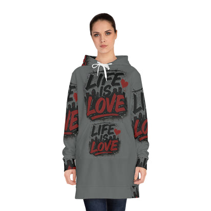 Life Is Love Women's Hoodie Dress — Cozy All-Over Print
