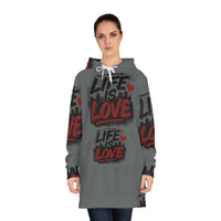 Life Is Love Women's Hoodie Dress — Cozy All-Over Print