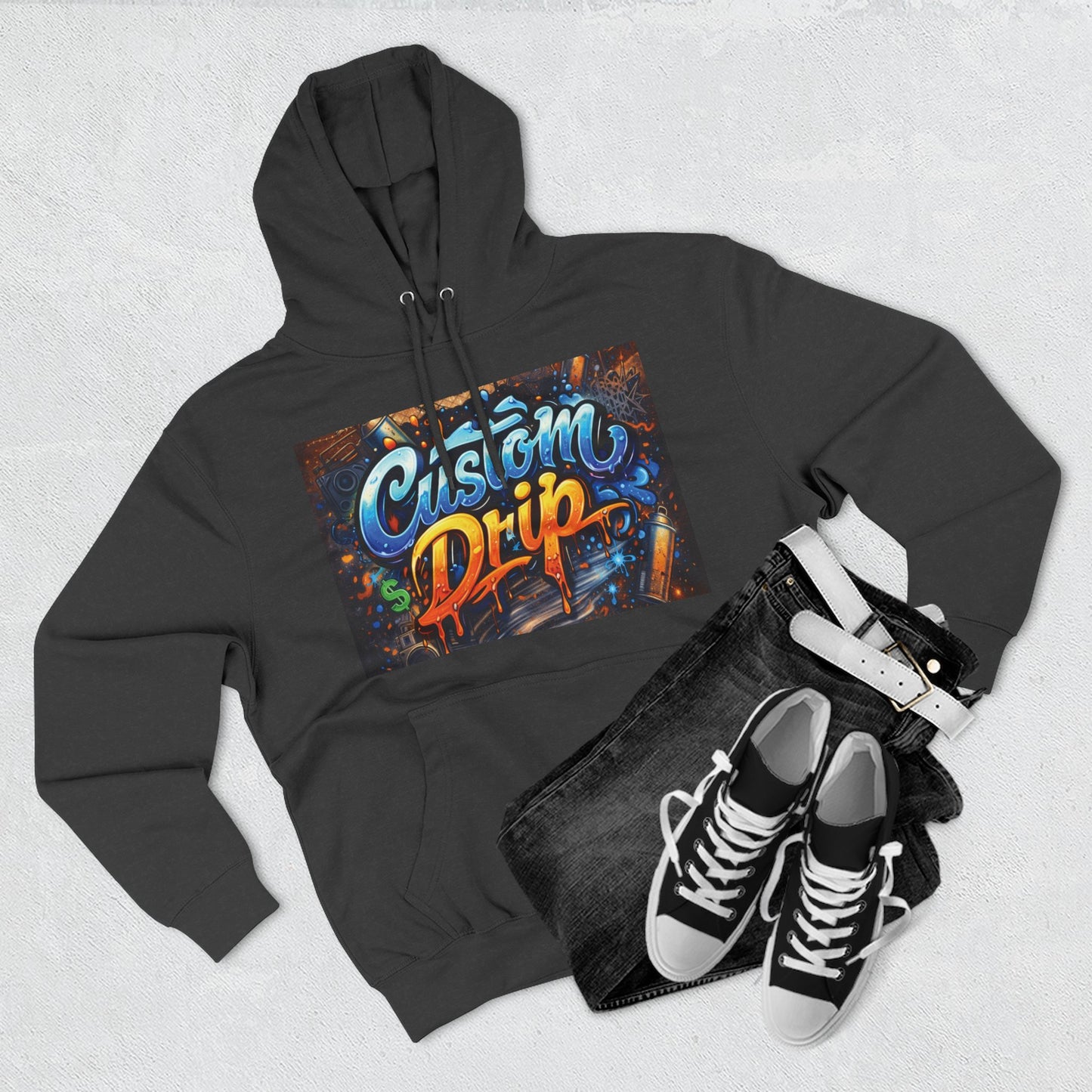 Custom Drip Urban Hoodie — Three-Panel Fleece Hoodie