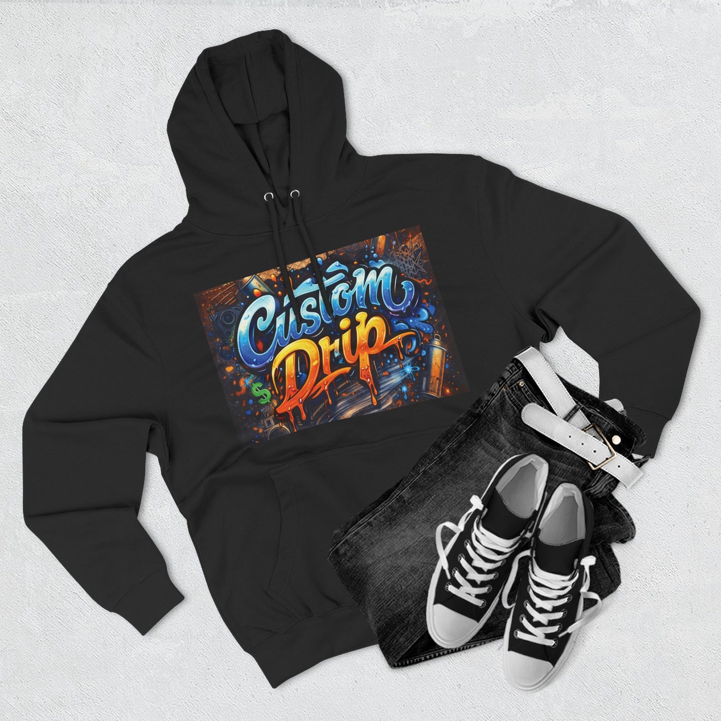 Custom Drip Urban Hoodie — Three-Panel Fleece Hoodie
