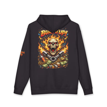 Burn It Up Hoodie — Fiery Skull Motorcycle Graphic Sweatshirt