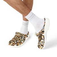 Gold Graffiti EVA Foam Clogs – Urban Streetwear Slip-On Shoes