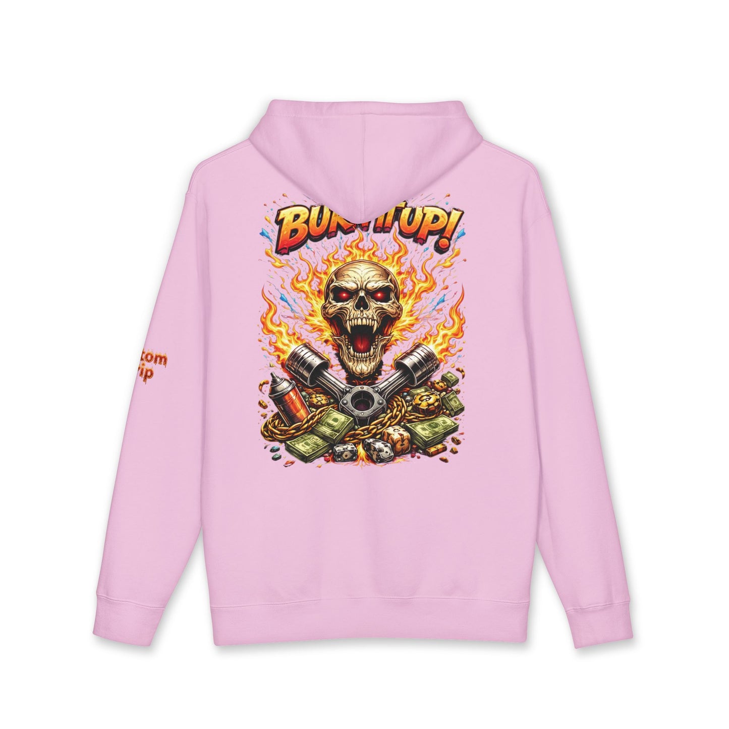Burn It Up Hoodie — Fiery Skull Motorcycle Graphic Sweatshirt