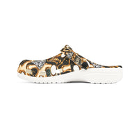 Gold Graffiti EVA Foam Clogs – Urban Streetwear Slip-On Shoes