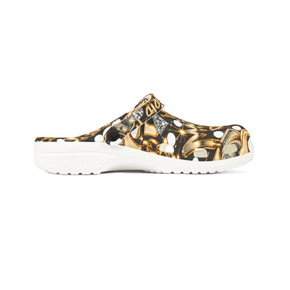 Gold Graffiti EVA Foam Clogs – Urban Streetwear Slip-On Shoes