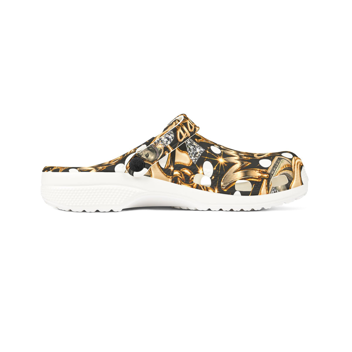 Gold Graffiti EVA Foam Clogs – Urban Streetwear Slip-On Shoes