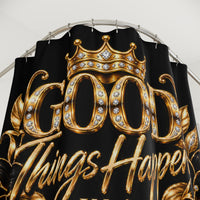 "Good Things Happen in a Clean Space" Gold Crown Bathroom Decor
