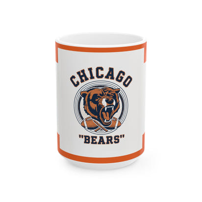 Chicago Bears Retro Roaring Bear Football Ceramic Mug — 11oz & 15oz