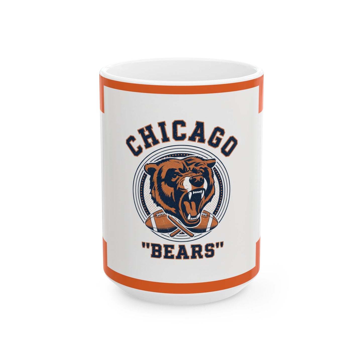 Chicago Bears Retro Roaring Bear Football Ceramic Mug — 11oz & 15oz