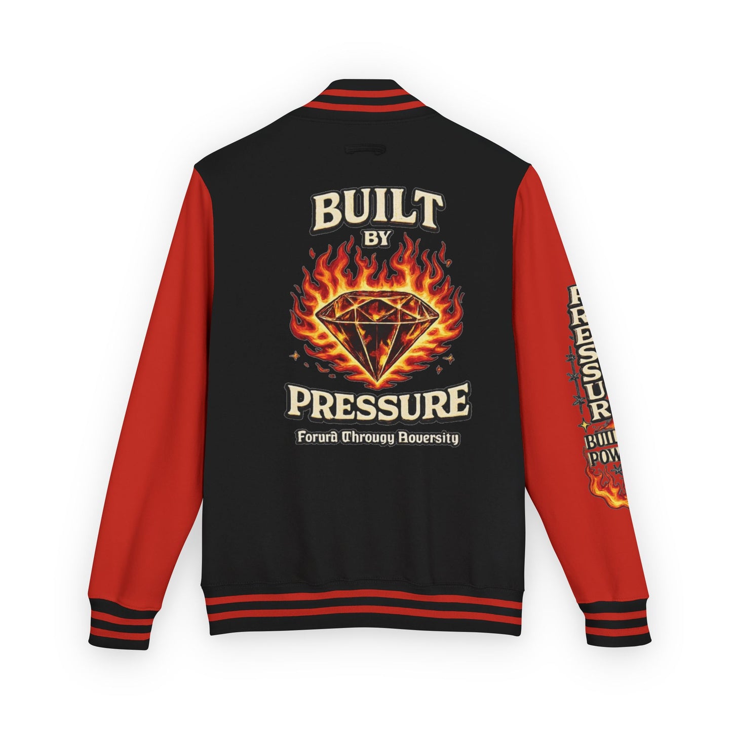 Built By Pressure Letterman Jacket — Flame Diamond Varsity Jacket