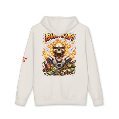 Burn It Up Hoodie — Fiery Skull Motorcycle Graphic Sweatshirt