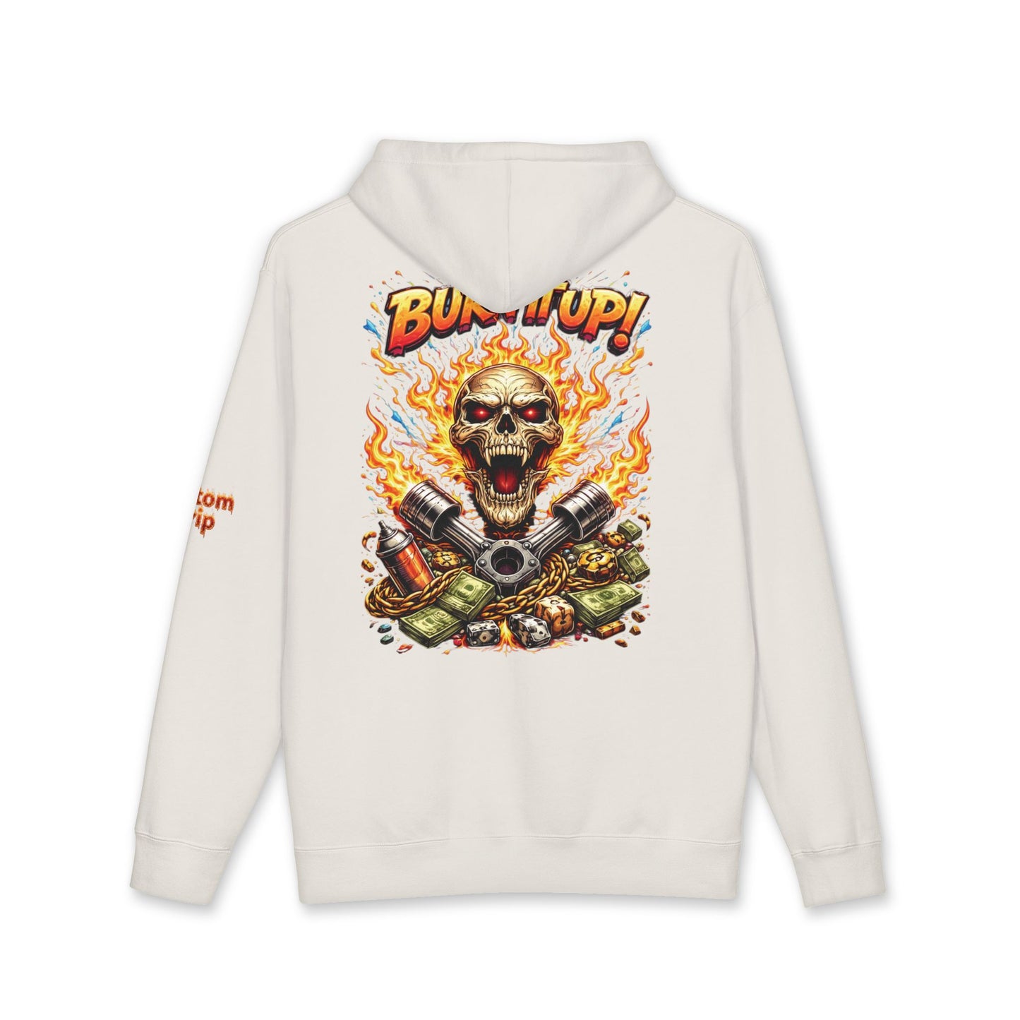 Burn It Up Hoodie — Fiery Skull Motorcycle Graphic Sweatshirt