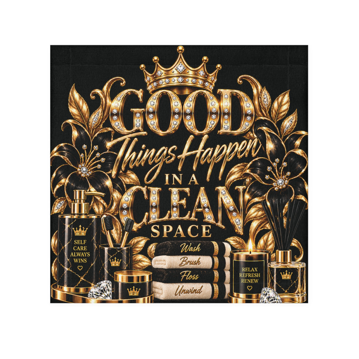 Gold Luxe 'Good Things Happen in a Clean Space' Face Towel