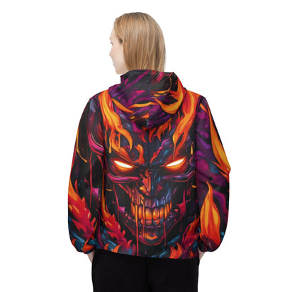 Windbreaker Jacket Custom Drip Inferno Skull