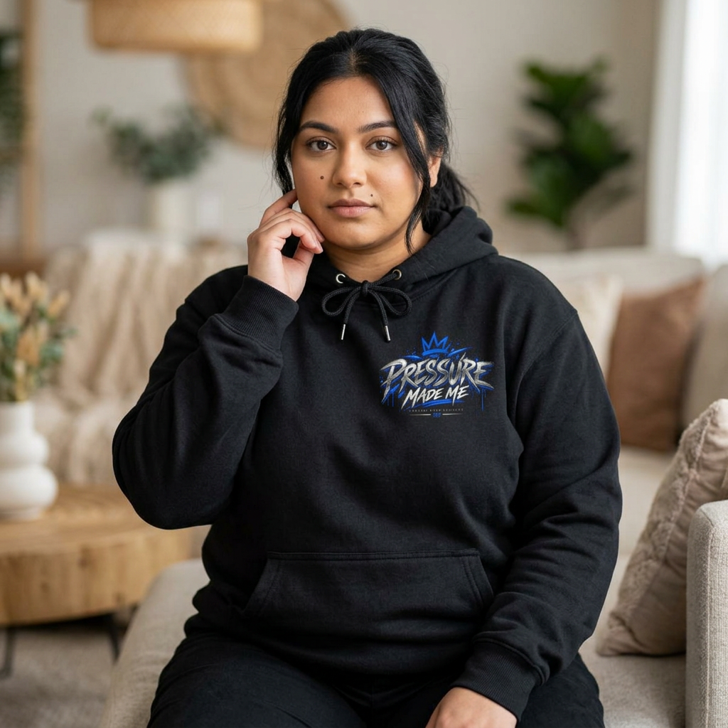 Pressure Made Me Hoodie — Graphic Pullover with Bold Back Art
